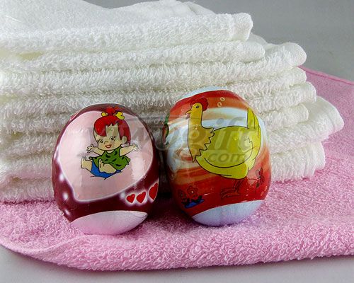 Colourful egg compressed  towel, picture