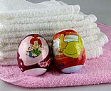 Colourful egg compressed  towel